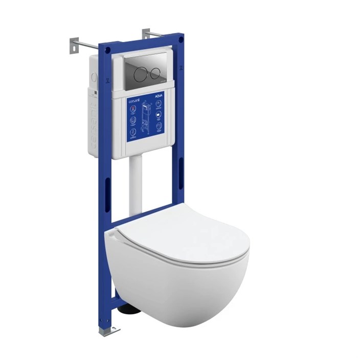 Комплект CERSANIT BRASKO SMART DPL EO slim инсталляция AQUA 40 SMART M кнопка TWINS пластик хром глянцевый LP (69318) 69318