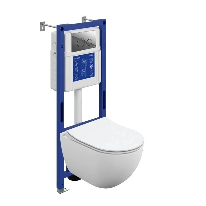 Комплект CERSANIT BRASKO SMART DPL EO slim инсталляция AQUA 40 SMART M кнопка TWINS пластик хром глянцевый LP (69318) 69318