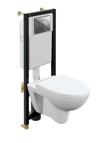 Комплект Cersanit PARVA CO DPL EO Инсталляция BLACK кнопка LEON пластик хром глянцевый (64229) 64229