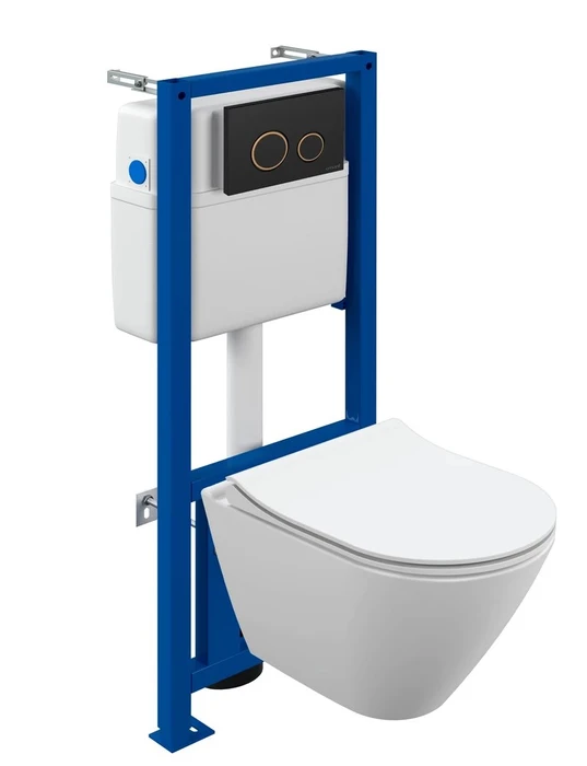 Комплект Cersanit CITY SMART CO DPL EO slim Инсталляция LINK PRO кнопка TWINS пластик черный матовый (68308) 68308