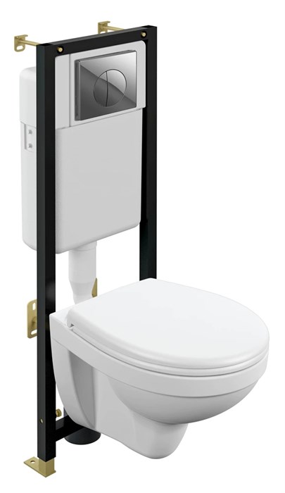 Комплект Cersanit DELFI TPL Инсталляция BLACK кнопка LEON пластик хром глянцевый (S-SET-DEL/Black/TPL/Cg-w) S-SET-DEL/Black/TPL/Cg-w