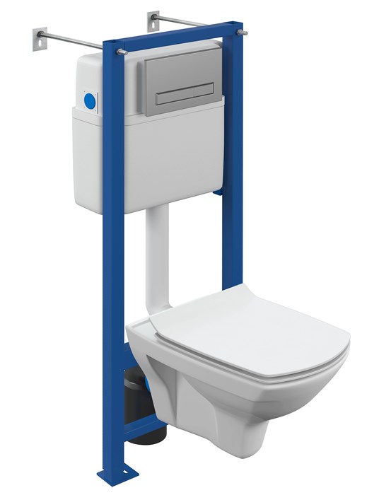 Комплект Cersanit  CARINA XL CO DPL EO slim инсталляция VECTOR кнопка BLICK пластик хром матовый (64440) 64440