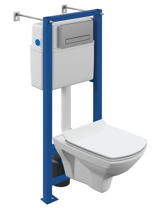 Комплект Cersanit  CARINA XL CO DPL EO slim инсталляция VECTOR кнопка BLICK пластик хром матовый (64440) 64440