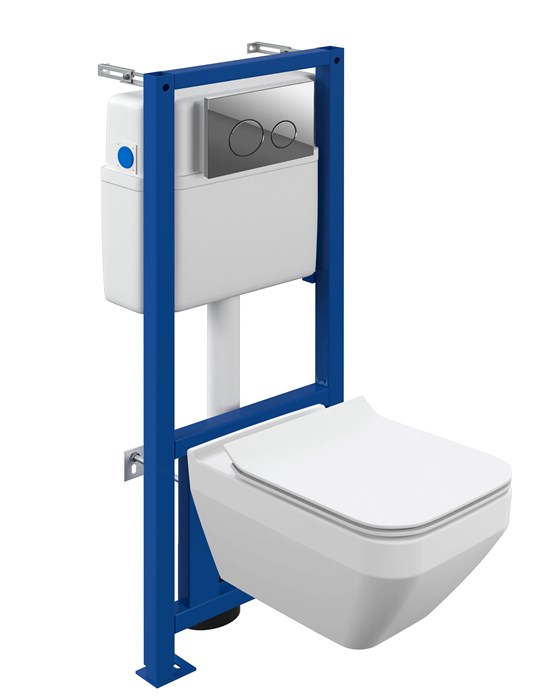 Комплект Cersanit  CREA SQUARE CO DPL EO slim инсталляция LINK PRO кнопка TWINS пластик хром глянцев (64443) 64443