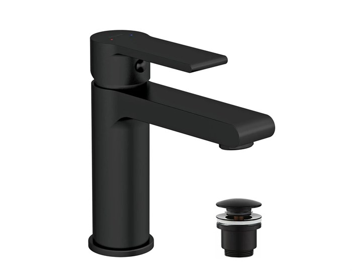 Смеситель для раковины Cersanit BRASKO BLACK однорычажный черный клик клак (63107) 63107