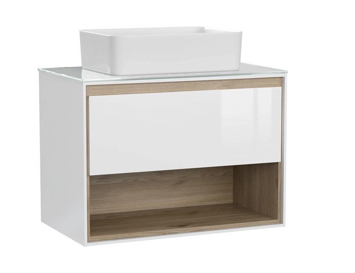 Тумба под раковину подвесная Cersanit LOUNA 80 со столешницей белый (SP-SZ-LOU80-BL/Wh) SP-SZ-LOU80-BL/Wh