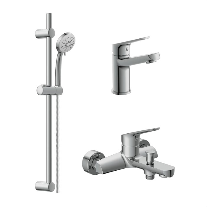 Комплект Cersanit FLAVIS 3 в 1 смеситель для ванны FLAVIS смеситель для раковины FLAVIS душевая стойка VIBE (64508) 64508