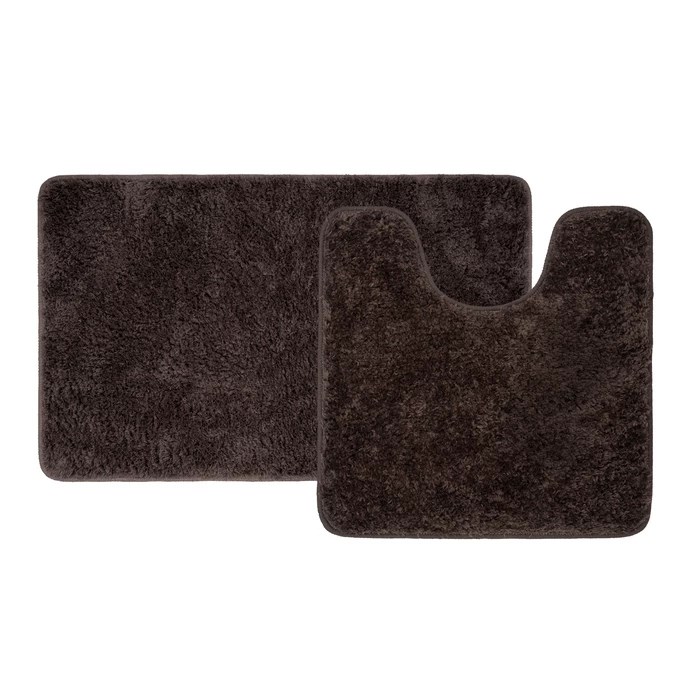 Набор ковриков для ванной комнаты, 50х80 + 50х50, микрофибра, темно--коричневый, IDDIS, BSET08Mi13 BSET08Mi13