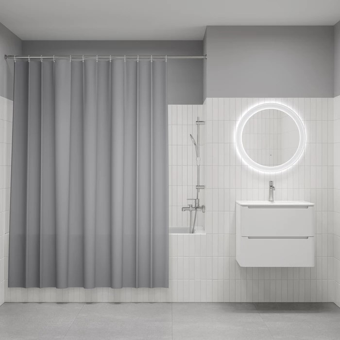 Штора для ванной, 200x240 см, Полиэстер, светло-серый, IDDIS, BL07P24i11 BL07P24i11