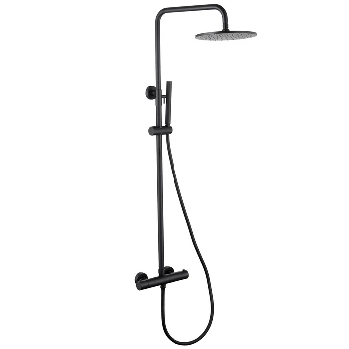 Душевая стойка ABBER Wasser Kreis AF8160BL с термостатом без излива, черный матовый AF8160BL