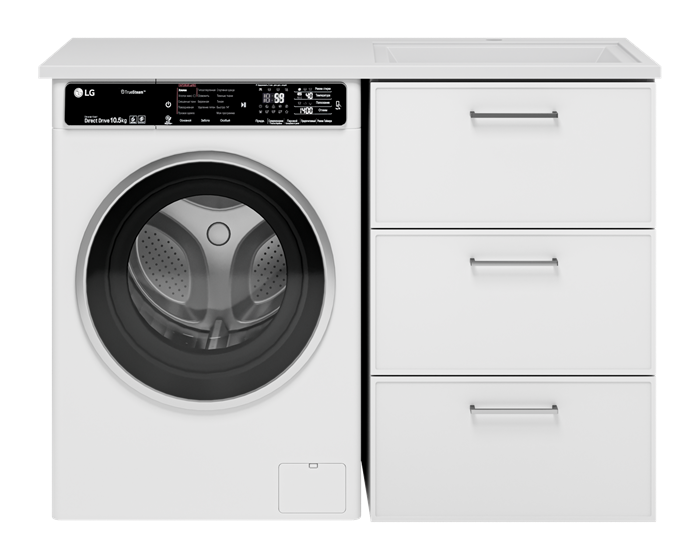 Тумба под раковину Brevita Frame 55 под стиральную машину напольная правая (белая) УТ000026847