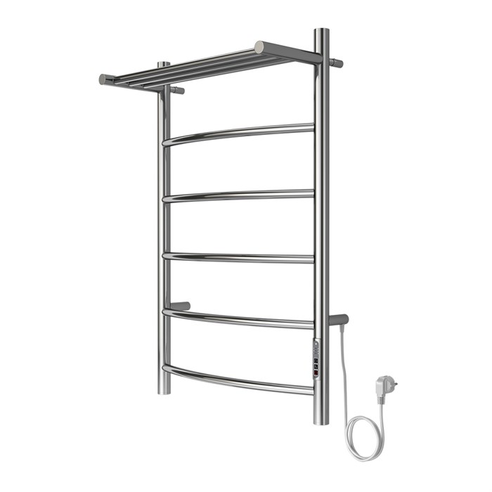 Полотенцесушитель электрический AZARIO VERONA 500/800 5 секций, с полкой, диммер справа, хром (AZ04858P) AZ04858P