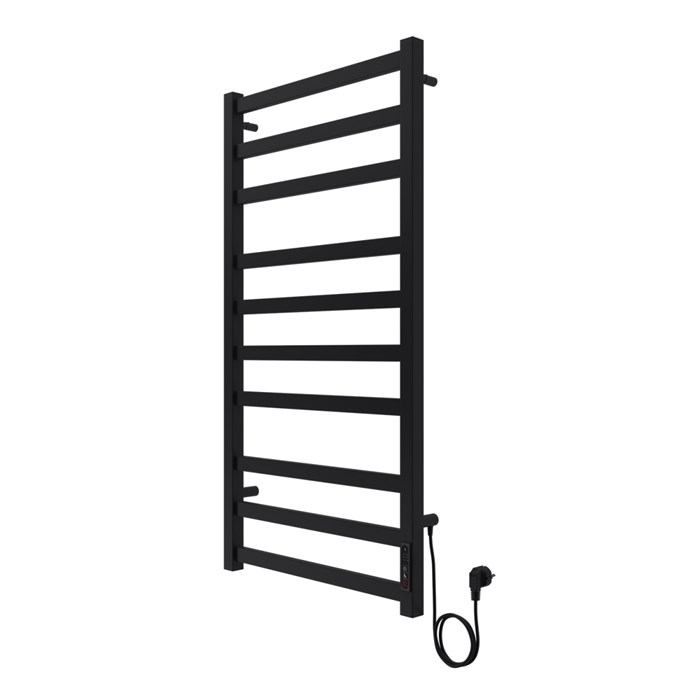 Полотенцесушитель электрический AZARIO PALERMO 500/1000 квадрат, 10 секций, диммер справа, черный (AZ83850B) AZ83850B