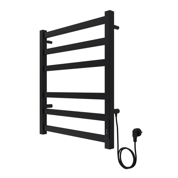 Полотенцесушитель электрический AZARIO PALERMO 500/600 квадрат, 6 секций, диммер справа, черный (AZ83856B) AZ83856B