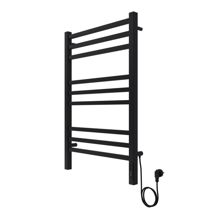 Полотенцесушитель электрический AZARIO ANCONA 500/800 квадрат, 9 секций, диммер справа, черный (AZ71858B) AZ71858B