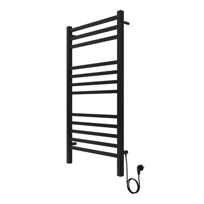Полотенцесушитель электрический AZARIO ANCONA 500/1000 квадрат, 12 секций, диммер справа, черный (AZ71850B) AZ71850B