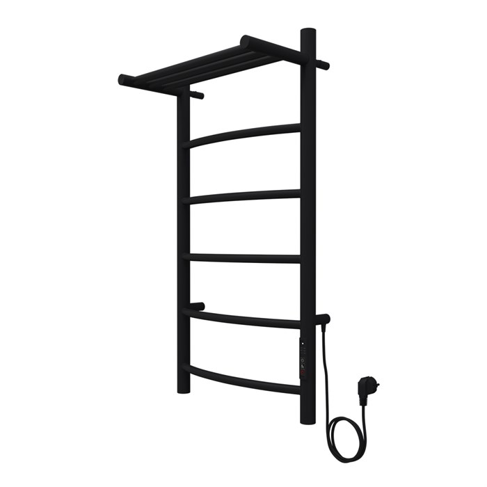 Полотенцесушитель электрический AZARIO VERONA 400/800 5 секций, с полкой, диммер справа, черный (AZ04848PB) AZ04848PB