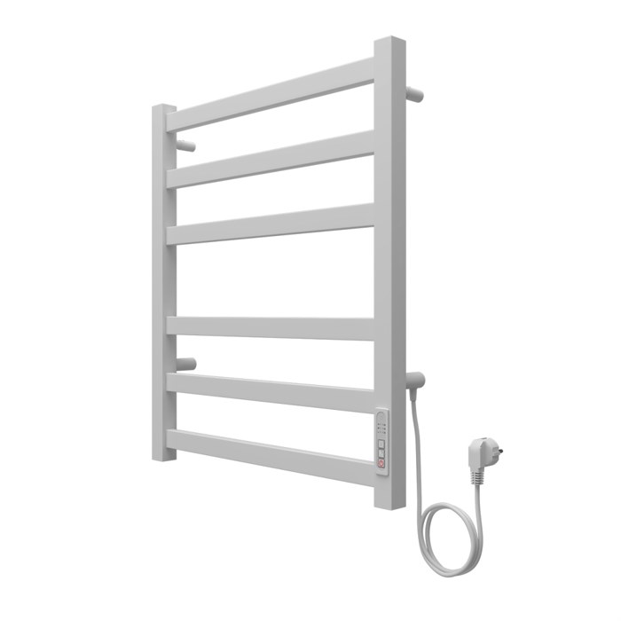 Полотенцесушитель электрический AZARIO PALERMO 500/600 квадрат, 6 секций, диммер справа, белый (AZ83856W) AZ83856W