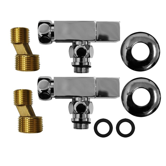 Соединение угловое с квадратным вентилем для полотенцесушителей Azario гайка-штуцер 3/4"х1/2", хром (4620768888861) 4620768888861