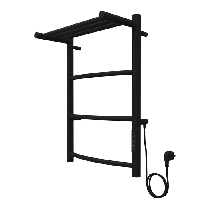 Полотенцесушитель электрический AZARIO VERONA 400/600 3 секции, с полкой, диммер справа, черный (AZ04846PB) AZ04846PB