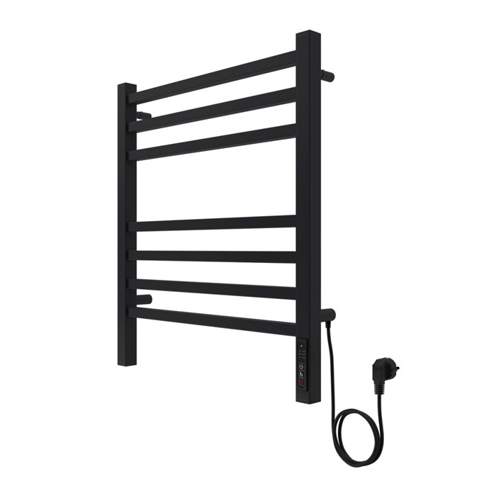 Полотенцесушитель электрический AZARIO ANCONA 500/600 квадрат, 7 секций, диммер справа, черный (AZ71856B) AZ71856B