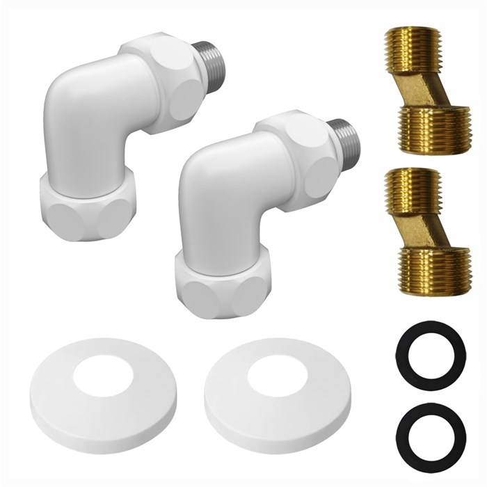 Угловое соединение для полотенцесушителей Azario уголок со сгоном 3/4"х1/2", белый (AZ83851FW) AZ83851FW