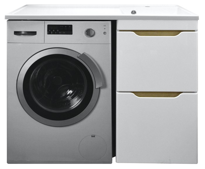 Комплект тумба с раковиной AZARIO Magenta 110 правая под стиральную машину (46) белая (CS00079140) CS00079140