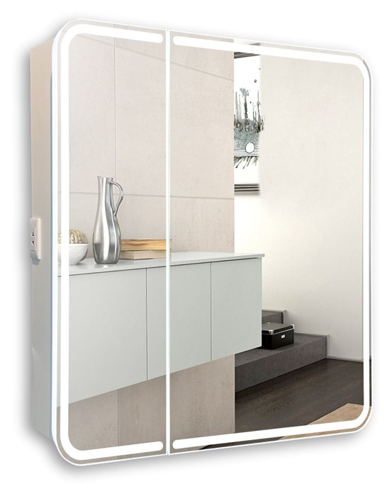 Зеркало-шкаф AZARIO Alliance 805х198х800 LED - подсветка, сенсорный выключатель, белый (LED-00002516) LED-00002516