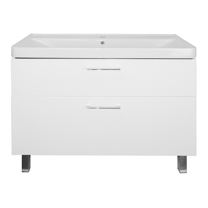 Комплект Тумба Azario Ника 100 Н 1000х475х860 напольная, с раковиной Monte 100, белый глянцевый (CS00089955) CS00089955