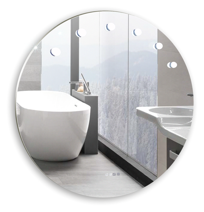 Гримерное зеркало AZARIO Nicole d1000 c подсветкой и диммером, сенсор выкл, смена цвета, 6 ламп в комплекте, часы (LED-00002514) LED-00002514