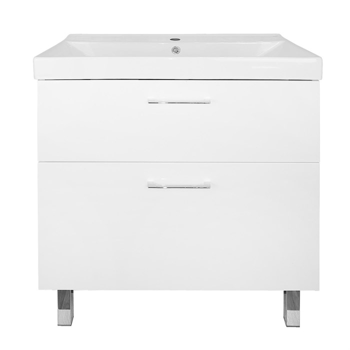 Комплект Тумба Azario Ника 80 Н 815х470х860 напольная, с раковиной Tempo 80, белый глянцевый (CS00091370) CS00091370