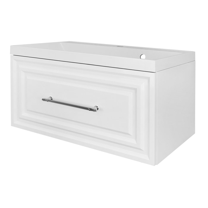 Комплект Тумба Azario LAURA 80/1 800х450х455 подвесная, с раковиной CLASSIK 80, белый глянцевый, фурнитура хром (CS00096989) CS00096989