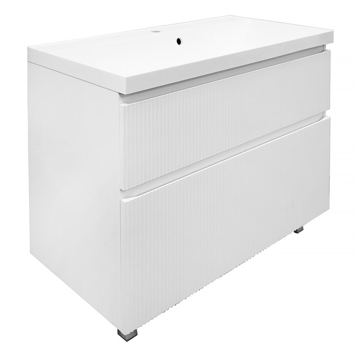 Комплект Тумба Azario Viola 100/2Н 1000х450х850 напольная, с раковиной Астория 100, белый матовый (CS00097146) CS00097146