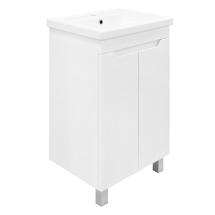 Комплект Тумба Azario KANTRI 50Н 500х400х870 напольная, с раковиной Фостер 50, белый глянец (CS00097247) CS00097247