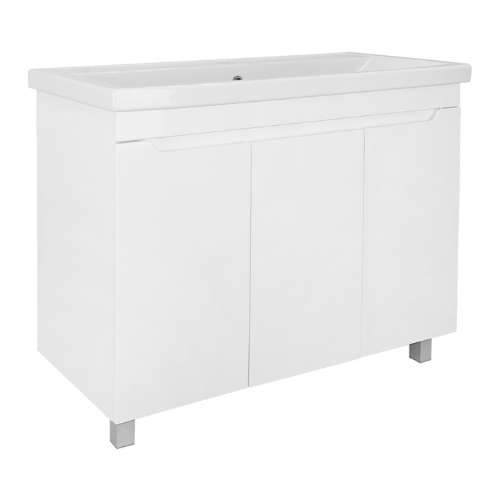 Комплект Тумба Azario KANTRI 100 3ДВ 1005х455х870 напольная, с раковиной Фостер 100, белый глянец (CS00097260) CS00097260