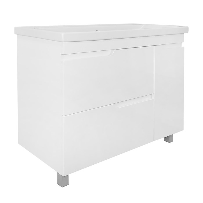 Комплект Тумба Azario KANTRI 100/2Н 1005х455х870 напольная, с раковиной Фостер 100, белый глянец (CS00097259) CS00097259