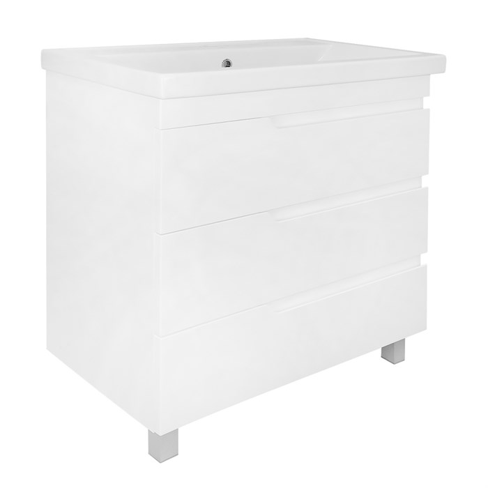 Комплект Тумба Azario KANTRI 80/3Н 800х460х870 напольная, с раковиной Фостер 80, белый глянец (CS00097257) CS00097257