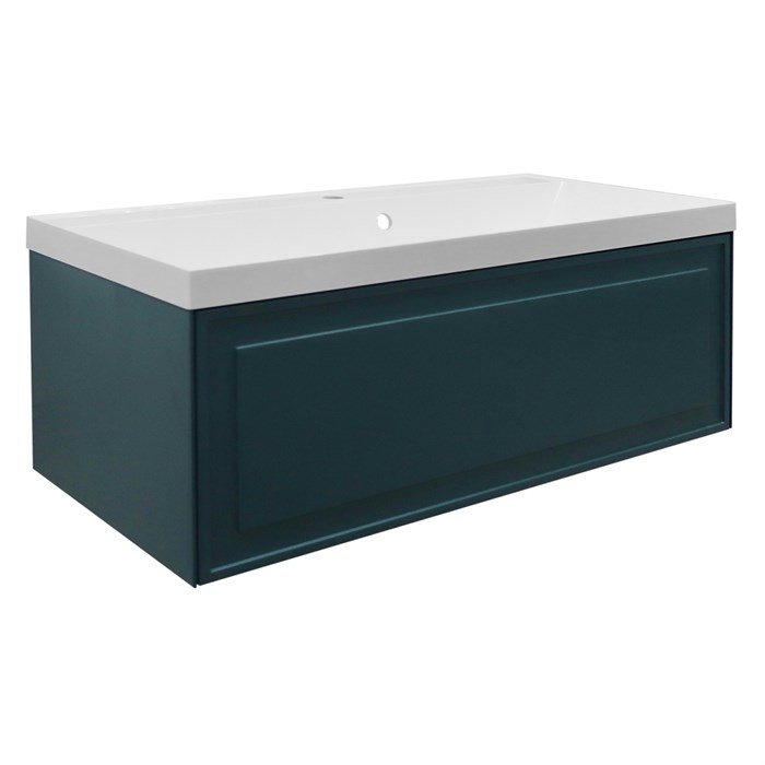 Комплект Тумба Azario Belloni 100 1000х450х400 подвесная, механизм открывания Push to Open, с раковиной Астория 100, зеленый (CS00098074) CS00098074