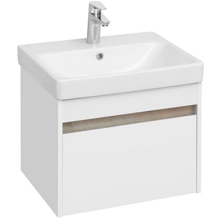 Тумба под раковину AQUATON Марти 55 подвесная, Белый/Дуб Эндгрейн (1A263201MY010) 1A263201MY010