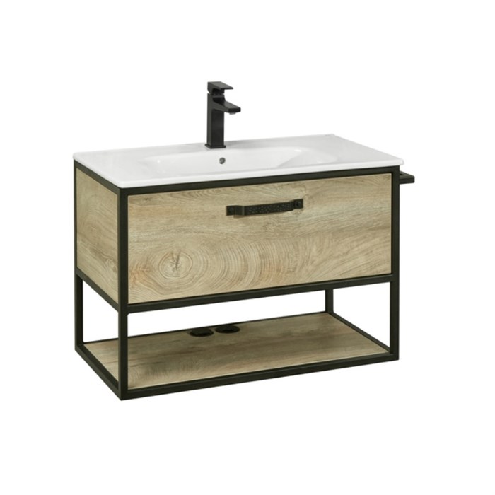 Тумба под раковину AQUATON Лофт Фабрик 80, дуб эндгрейн (1A242401LTDU0) 1A242401LTDU0