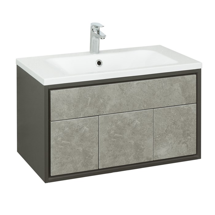 Тумба под раковину AQUATON Уэльс 80 NEW, подвесная, графит (1A267901WA6A0) 1A267901WA6A0