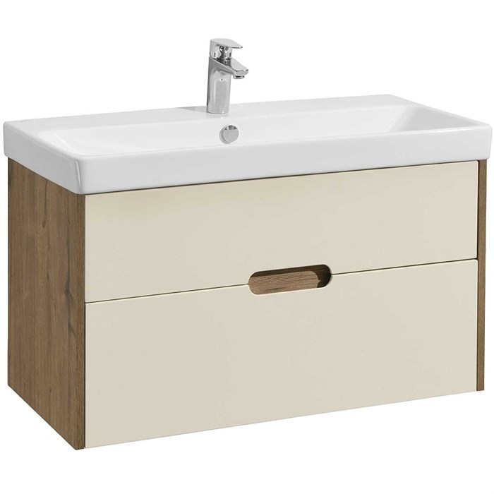 Тумба под раковину AQUATON Оливия 90 подвесная Бежевый/Дуб веллингтон (1A254401OLVG0) 1A254401OLVG0