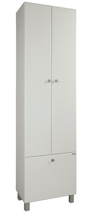 Пенал напольный AQUATON СИМПЛ двухстворчатый, с корзиной для белья, белый (1A137403SL010) 1A137403SL010