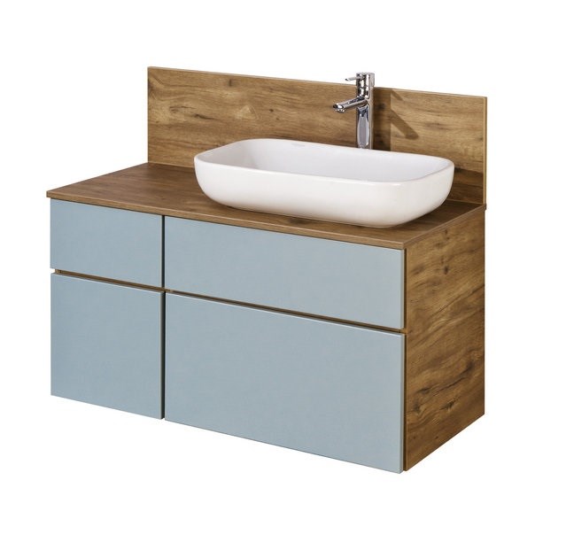 Тумба под раковину AQUATON Мишель 80 NEW подвесная, без столешницы  Дуб Рустикальный/Фьорд (1A256801MIX30) 1A256801MIX30