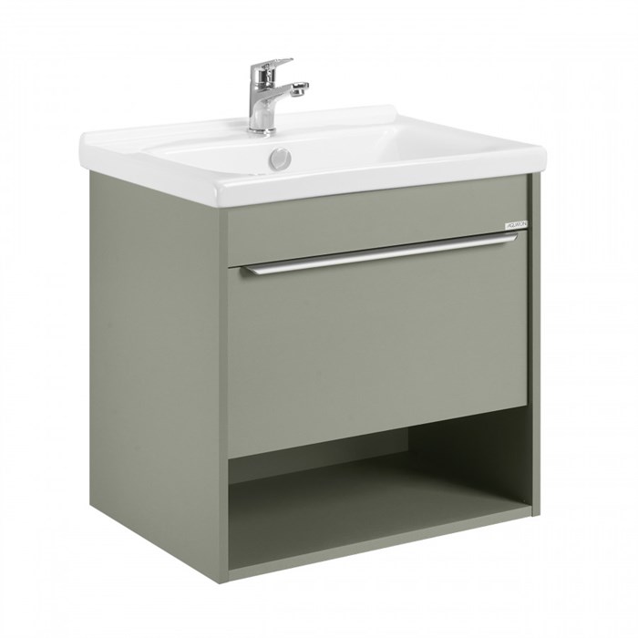Тумба под раковину AQUATON Хоуп 60, подвесная, 1 ящик, хаки (1A287201HP9D0) 1A287201HP9D0