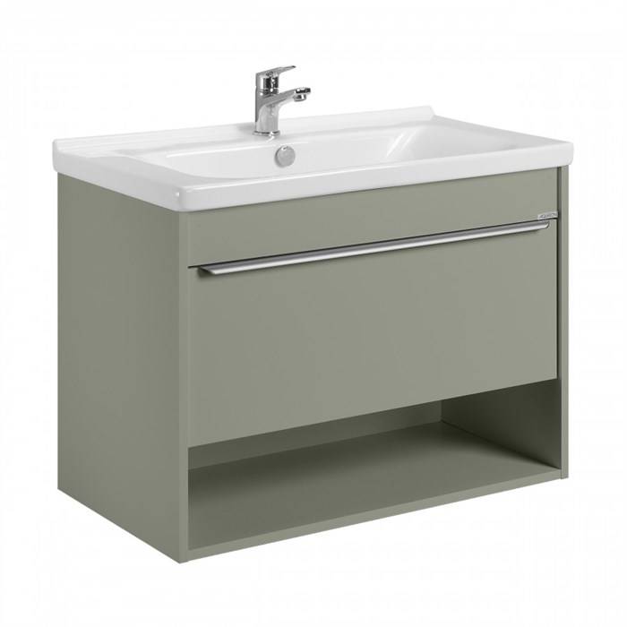 Тумба под раковину AQUATON Хоуп 80, подвесная, 1 ящик, хаки (1A287301HP9D0) 1A287301HP9D0
