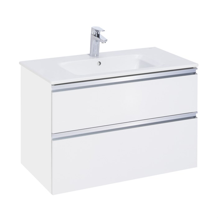Тумба под раковину Roca THE GAP 800 мм, 2 ящика, подвесная, белый глянец (A857399806) A857399806