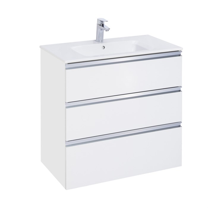 Тумба под раковину Roca THE GAP 800 мм, подвесная, 3 ящика, белый глянец (A857406806) A857406806