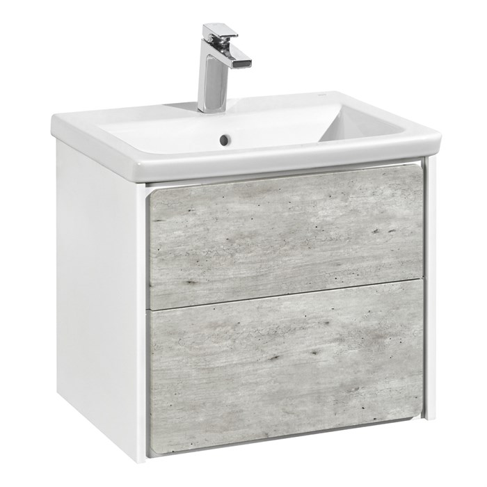 Тумба под раковину Roca Ronda, 60 см, с ящиками, белый матовый/бетон (Z.RU93.0.300.2) Z.RU93.0.300.2