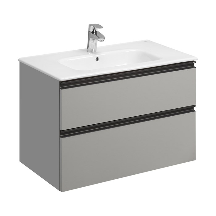Тумба под раковину Roca DOMI 800 мм, 2 ящика, подвесная, серый матовый (Z.RU93.0.787.4) Z.RU93.0.787.4